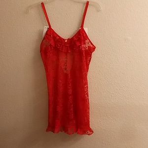 NEW Daisy Fuentes Intimates Anniversary Flirty Size L Floral Lace Red Color B3